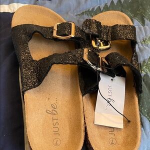 Just Be Black Sparkle Sandals